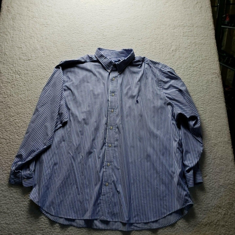 Ralph Lauren Dress Shirt Mens Big 3X Blue Stripe Performance Stretch LS